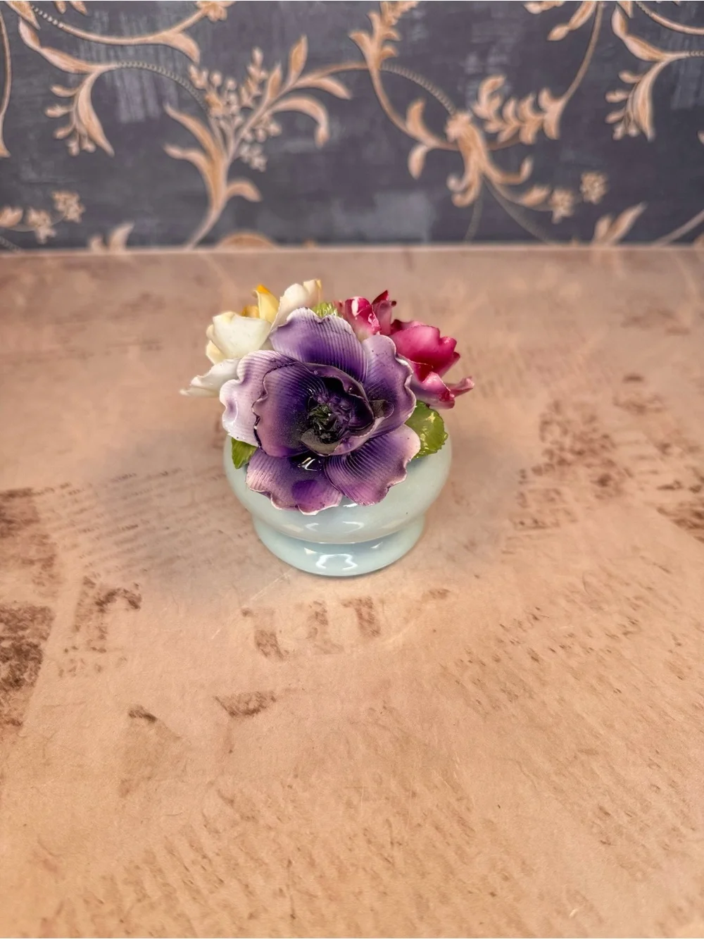 Vintage Staffordshire Bone China Floral Posy Bowl England Figurine